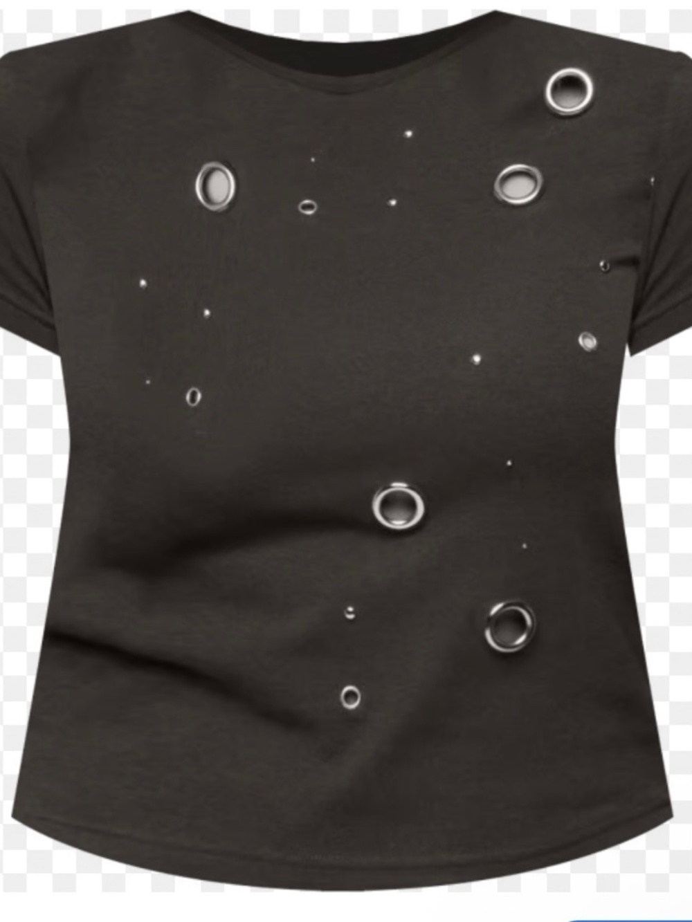 NWOT MICHAEL LAUREN BLACK TEE WITH SILVER GROMMETS SIZE SMALL - Picture 1 of 3